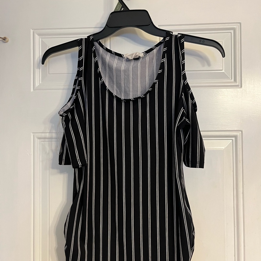 Black and White Fitted Cut Out Tank Top